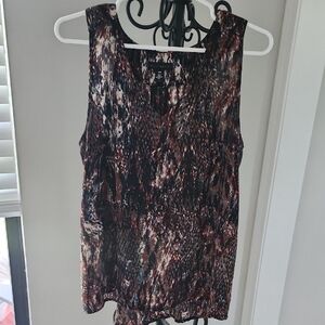 Willi Smith Black and Pink Sleeveless Tank Top with Abstract Print